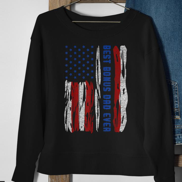 Best Bonus Dad Ever Us Flag Step Father Fathers Day Gift Gift For Mens Sweatshirt Gifts for Old Women