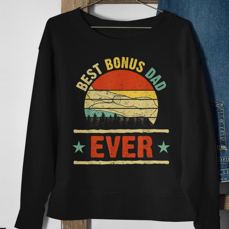 Best Bonus Dad Ever Vintage Sunset Funny Fathers Day Gift Sweatshirt Gifts for Old Women