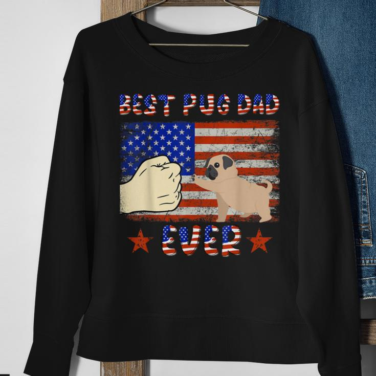 Best Pug Dad Ever Funny Pug Lover American Flag 4Th Of July Bbmxyg Sweatshirt Gifts for Old Women
