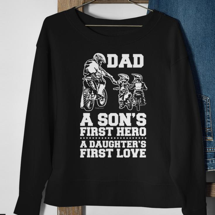 Bicer Dad Hero First Love Dirt Bike Rider Motocross Gift Sweatshirt Gifts for Old Women