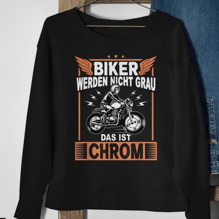 Biker Grau Chrom Motorrad Motorradfahrer Motorradfahren Sweatshirt Geschenke für alte Frauen