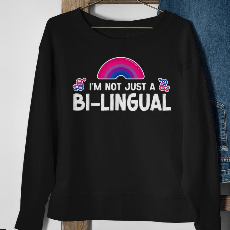 Bisexual Bi Pride Flag Pun Im Not Just Bi-Lingual Men Women Sweatshirt Graphic Print Unisex Gifts for Old Women