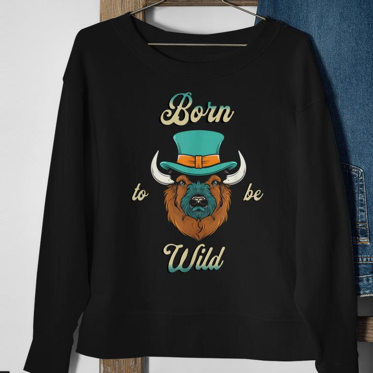 Bison Chic Elegance Born To Be My Wild Spirit Animal Sweatshirt Gifts for Old Women