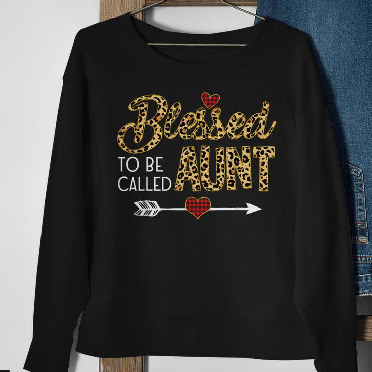 Blessed To Be Called Aunt Leopart Red Plaid Buffalo Xmas Sweatshirt Gifts for Old Women
