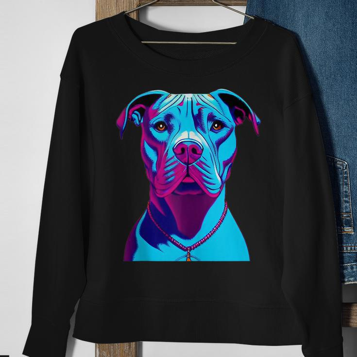 Blue Pitbull Amstaff Design Sweatshirt Gifts for Old Women