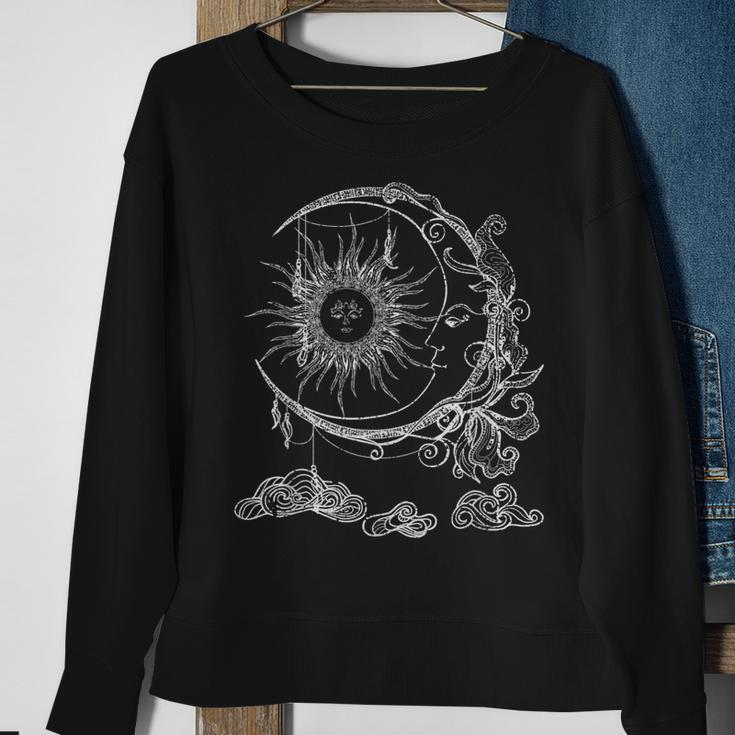 Bohemian Aesthetic Moon Sun Astrology Science Astronomy Sweatshirt Gifts for Old Women