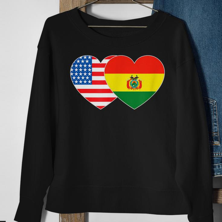 Bolivien USA Flagge Herz Sweatshirt für Bolivianisch-Amerikanische Patrioten Geschenke für alte Frauen
