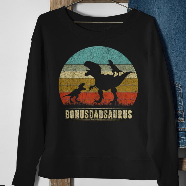 Bonus Dad Dinosaur Bonusdadsaurus 2 Two Kids Christmas Sweatshirt Gifts for Old Women