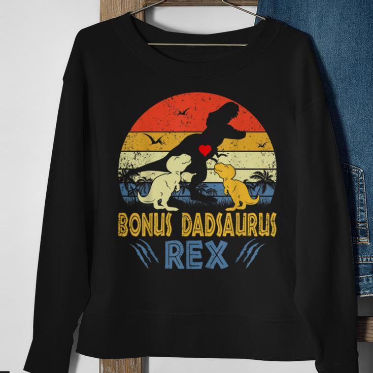 Bonus Dad SaurusRex Dinosaur Dad 2 Kids Family Matching Sweatshirt Gifts for Old Women