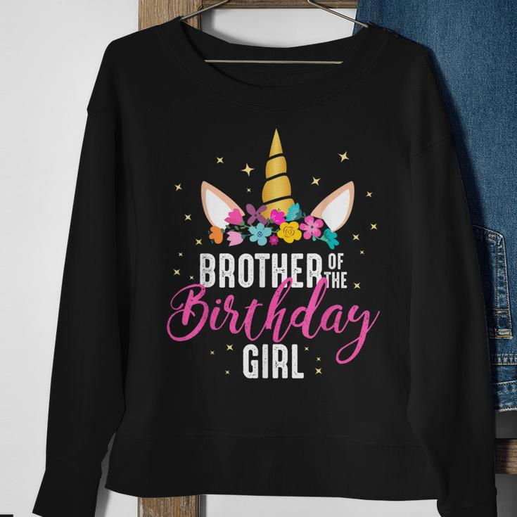 Brother Of The Birthday Girl Sibling Gift Unicorn Birthday Sweatshirt Gifts for Old Women