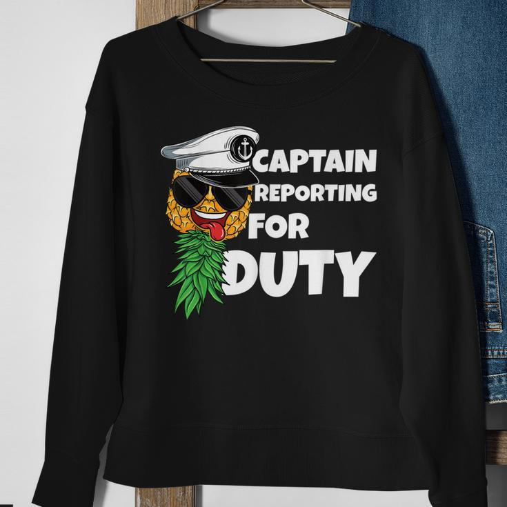 Captain Reporting For Duty Upside Down Pineapple Swinger Men Sweatshirt Gifts for Old Women