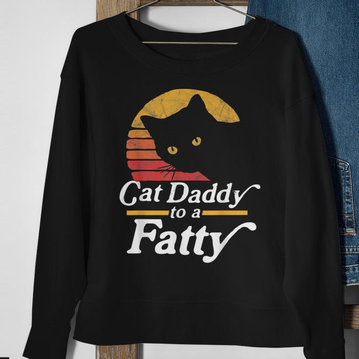 Cat Daddy To A Fatty Funny Vintage 80S Sunset Fat Chonk Dad Sweatshirt Gifts for Old Women
