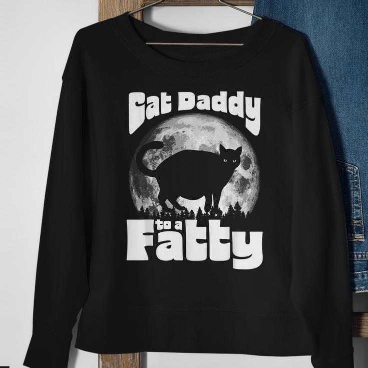 Cat Daddy To A Fatty Funny Vintage Full Moon & Chonk Dad Sweatshirt Gifts for Old Women
