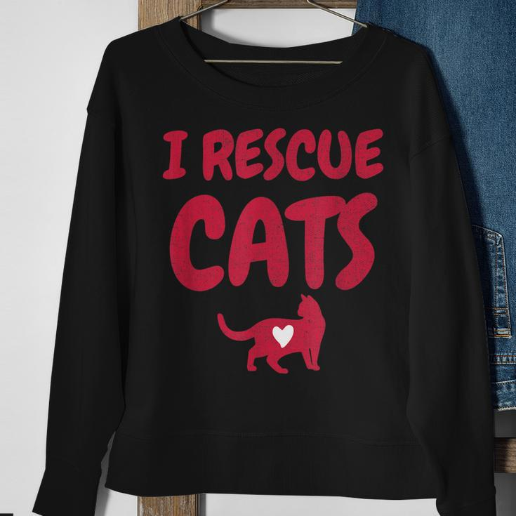 Cat Rescuer Design I Rescue Cats Animal Foster Carer Gift Men Women Sweatshirt Graphic Print Unisex Gifts for Old Women