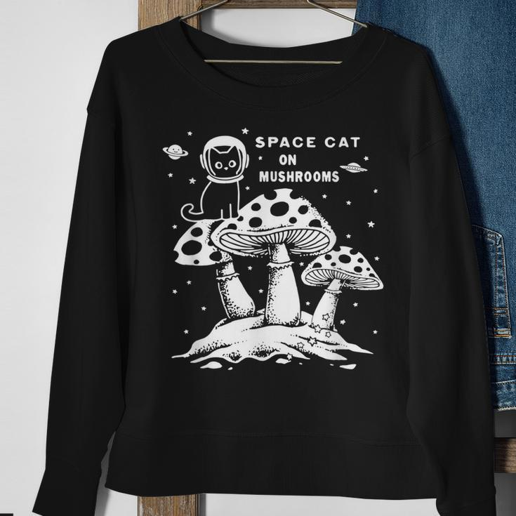 Catronaus Space Cat On Mushrooms Ufo Funny Space Cat Sweatshirt Gifts for Old Women
