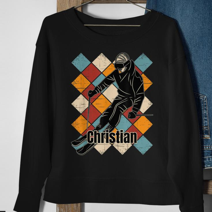 Christian Skipiste Vintage Skifahrer Name Sweatshirt Geschenke für alte Frauen