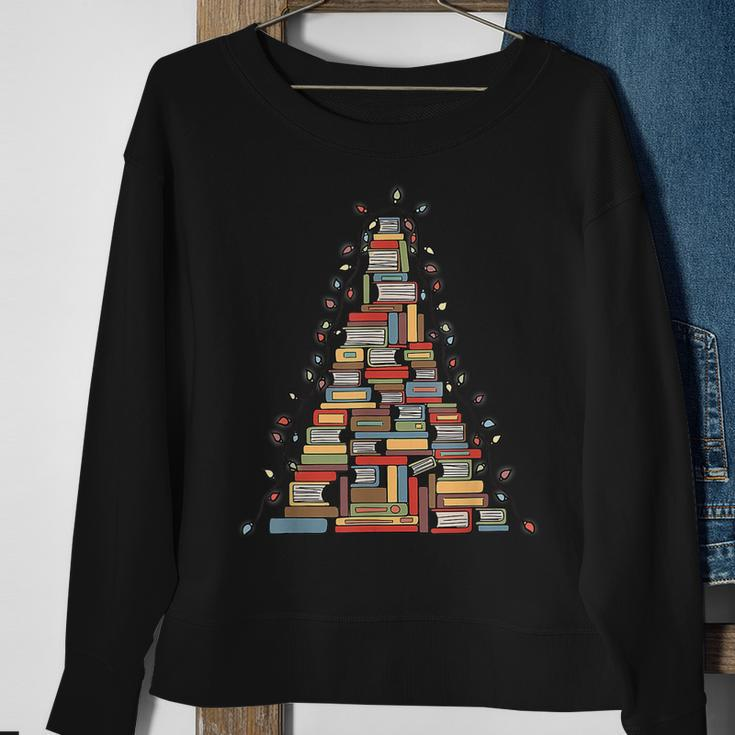 Christmas Library Tree Librarian Book Lover V4 Men Women Sweatshirt Graphic Print Unisex Gifts for Old Women