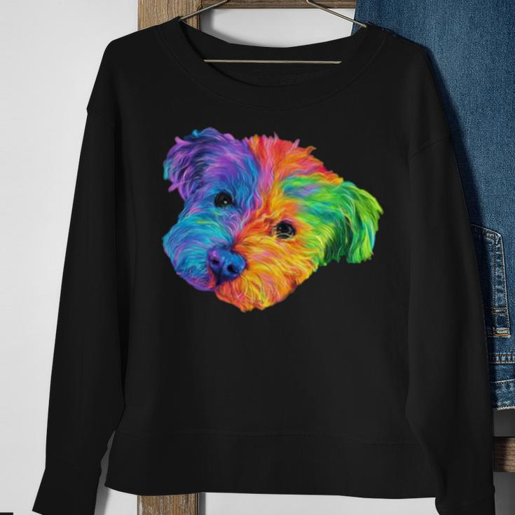 Colorful Bichon Frize Dog Digital Art Sweatshirt Gifts for Old Women