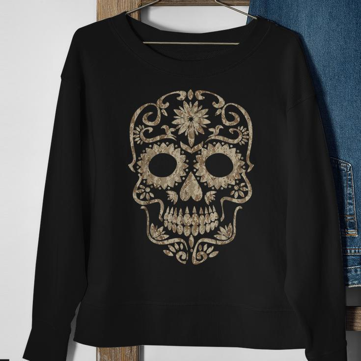 Cool Desert Camo Dia De Los Muertos Sugar Skull Camouflage Sweatshirt Gifts for Old Women