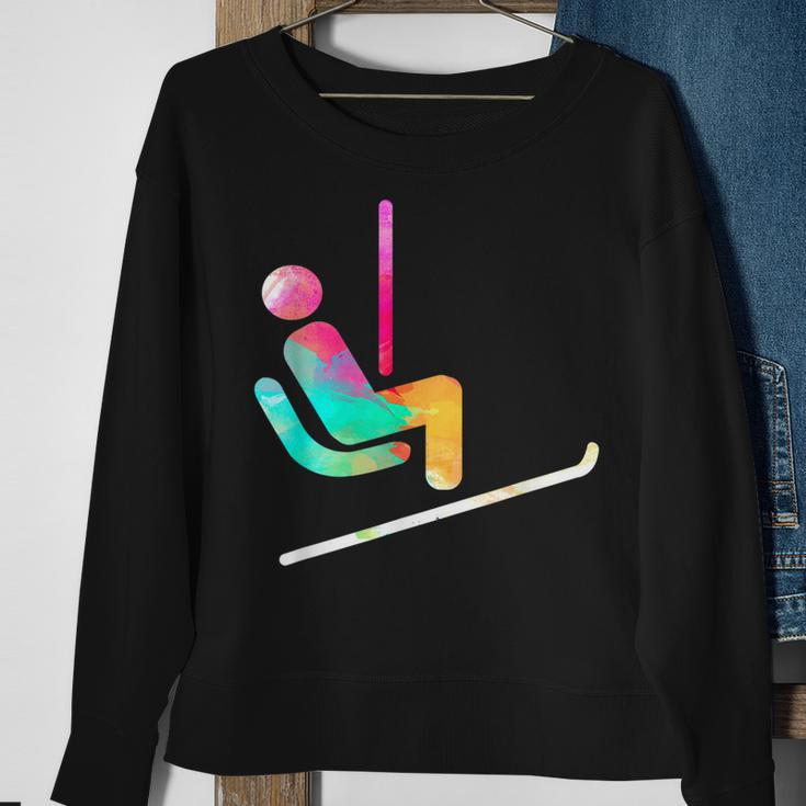 Cool Ski Skier Art Winter Sports Skiing Athlete Holiday Men Women Sweatshirt Graphic Print Unisex Gifts for Old Women
