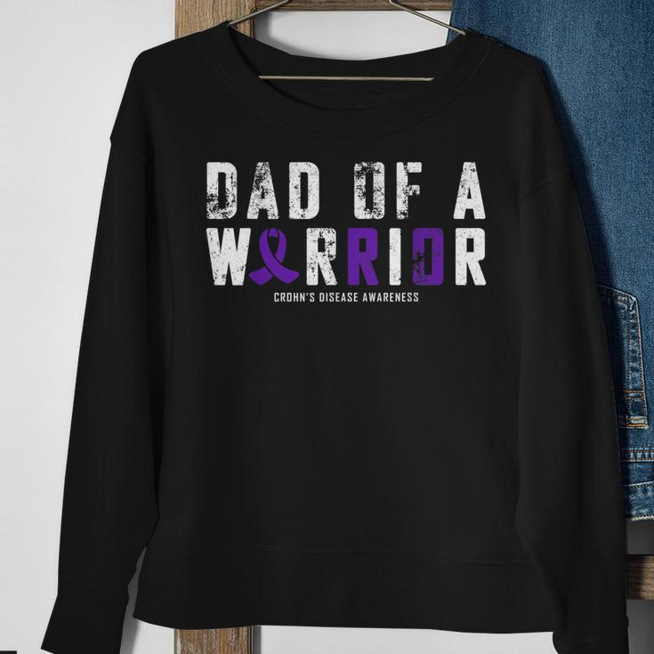 Crohns Disease Awareness Dad Of A Warrior Vintage Sweatshirt Gifts for Old Women