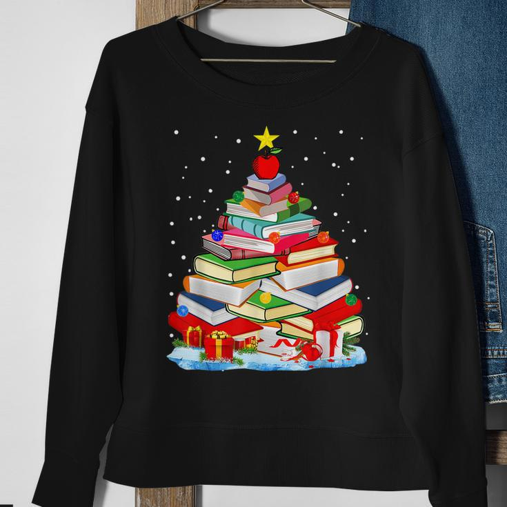 Cute Christmas Library Tree Gift Librarian And Book Men Women Sweatshirt Graphic Print Unisex Gifts for Old Women