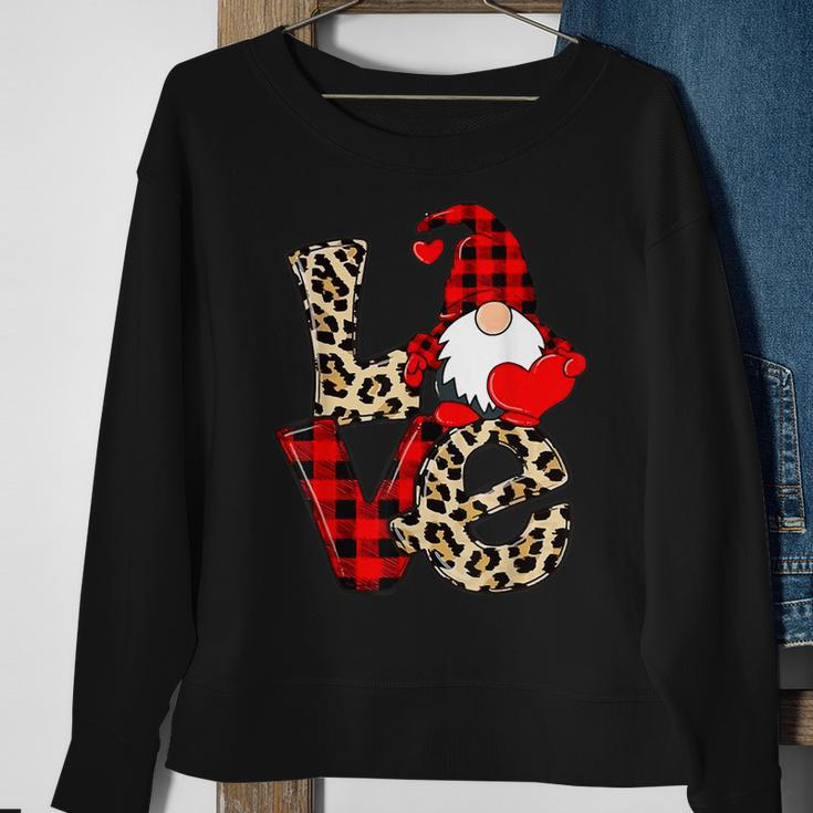Cute Gnomes Valentines Love Leopard Plaid Couple Matching V4 Sweatshirt Gifts for Old Women