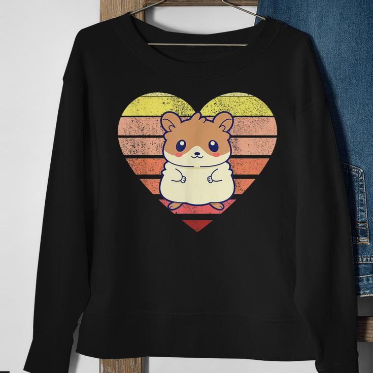 Cute Hamster Design Retro Heart Shape Vintage Sweatshirt Gifts for Old Women