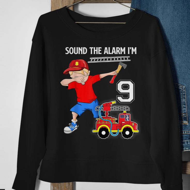 Dabbing Fire Fighter Truck 9 Years Old BirthdaySweatshirt Gifts for Old Women