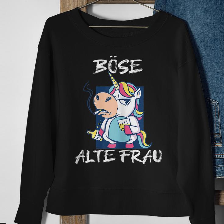 Damen Böse Alte Frau Für Oma Großmuter Spruch Rockerin Sweatshirt Geschenke für alte Frauen