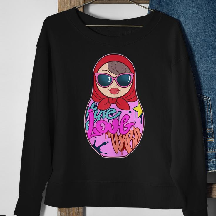 Damen Bunte Graffiti Püppchen Punk Matroschka Sprayer Puppe Sweatshirt Geschenke für alte Frauen