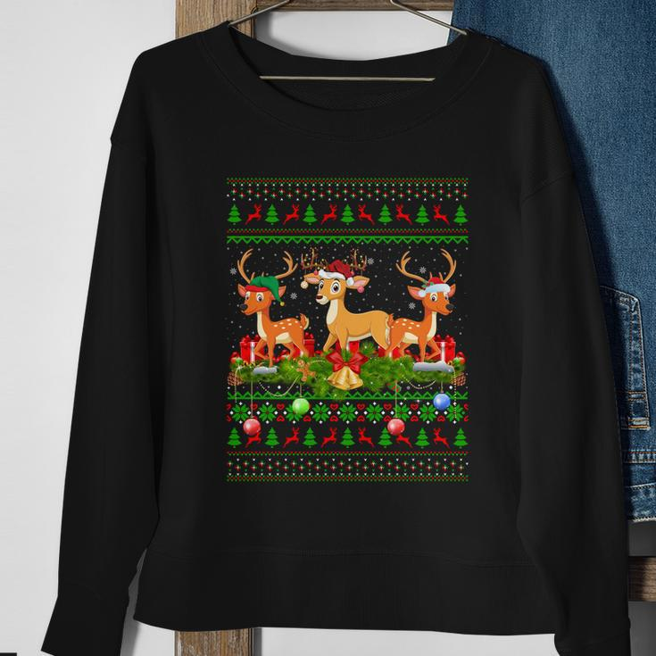 Deer Lover Xmas Lighting Santa Ugly Deer Christmas Funny Gift Sweatshirt Gifts for Old Women