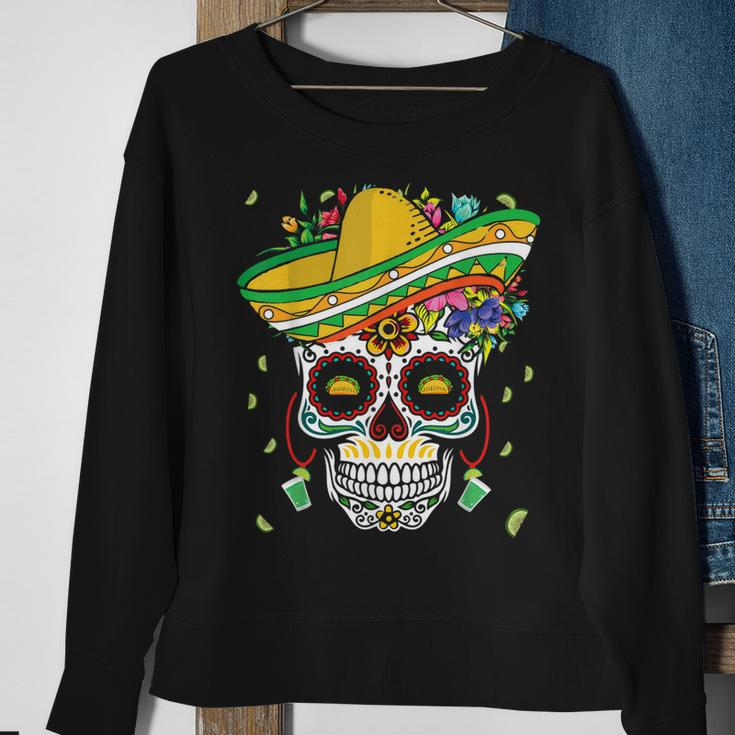 Dia De Los Muertos Colorful Bone Taco Happy Cinco De Mayo Sweatshirt Gifts for Old Women