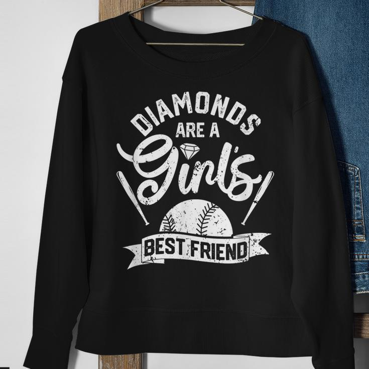 Diamonds Are A Girls Best Friend Softball Baseball Girl Love Sweatshirt Gifts for Old Women
