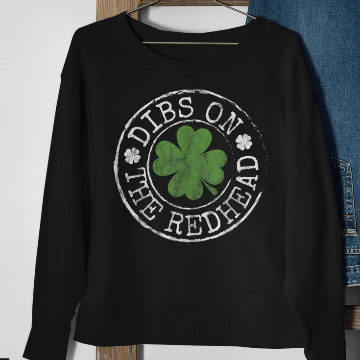 Dibs On The Redhead Funny Clovers Stamp St Patricks Day Sweatshirt Gifts for Old Women
