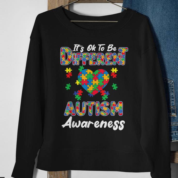 Different Autism Awareness Month Heart Puzzle Pieces Women Sweatshirt Gifts for Old Women