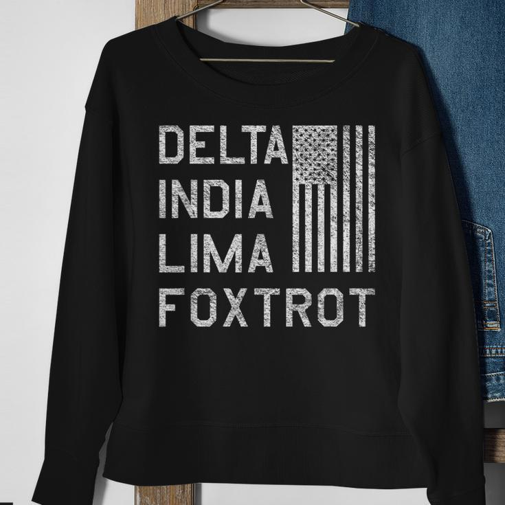 Dilf Delta India Lima Foxtrot Us Flag American Patriot Sweatshirt Gifts for Old Women