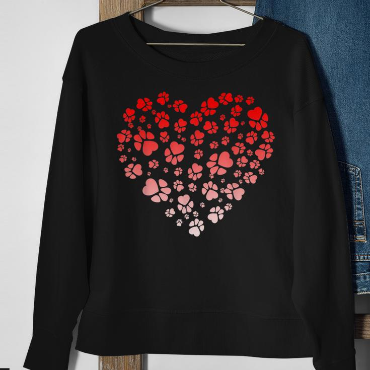 Dog Paw Gifts Love & Heart Puppy Dog Valentines Day Sweatshirt Gifts for Old Women