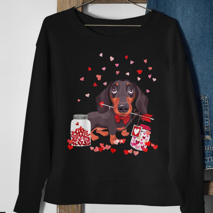 Dog Valentine Cute Dachshund Valentines Day Sweatshirt Gifts for Old Women