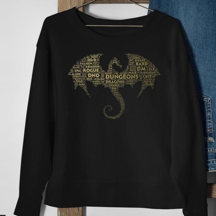 Dragon Word Art | Dungeon Crawler | Rpg Dm Gaming Men Women Sweatshirt Graphic Print Unisex Gifts for Old Women