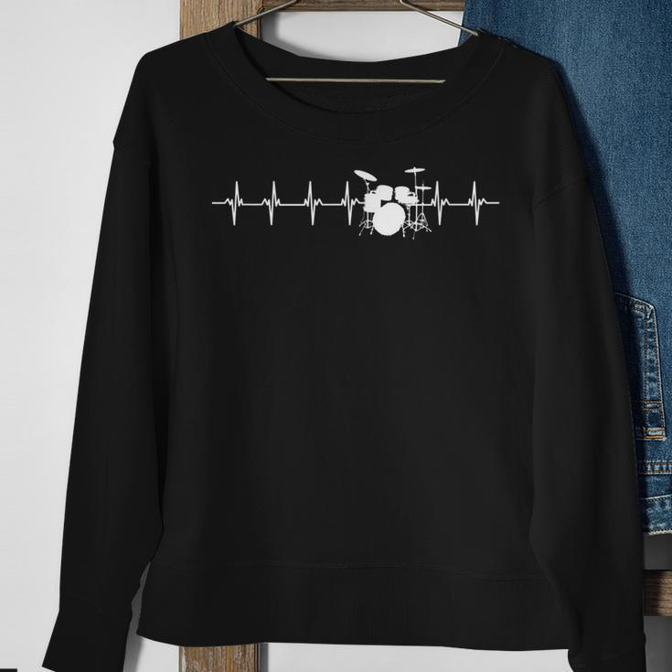 Drums Heartbeat For Drummers & Percussionists Drum Design Sweatshirt Gifts for Old Women