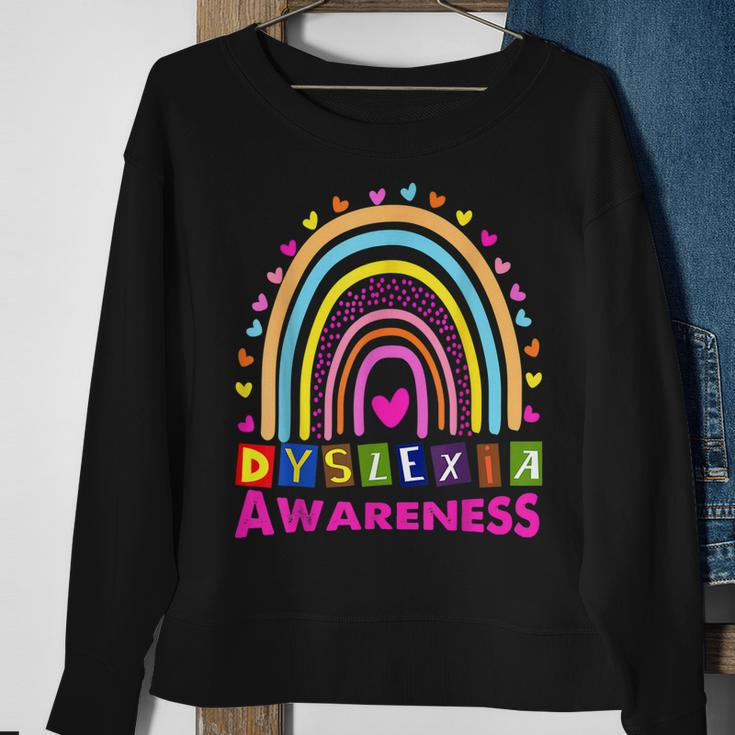 Dyslexia Awareness Month Rainbow Cute Graphic Men Women Sweatshirt Graphic Print Unisex Gifts for Old Women