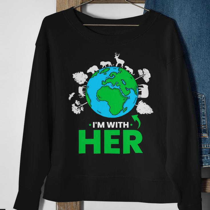 Earth Day Im With Her Mother Earth World Environmental Sweatshirt Gifts for Old Women
