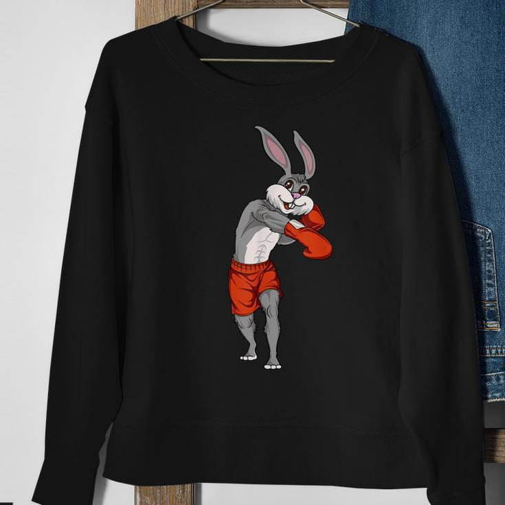 Easter Bunny Boxing Rabbit Sweatshirt Gifts for Old Women
