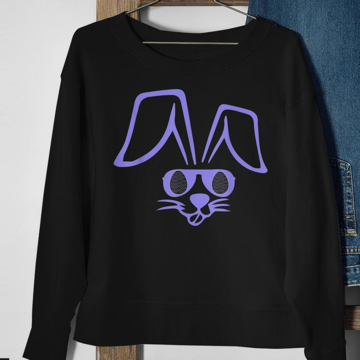 Easter Bunny Face With Shades Funny Rabbit Face In Sunglass Sweatshirt Gifts for Old Women