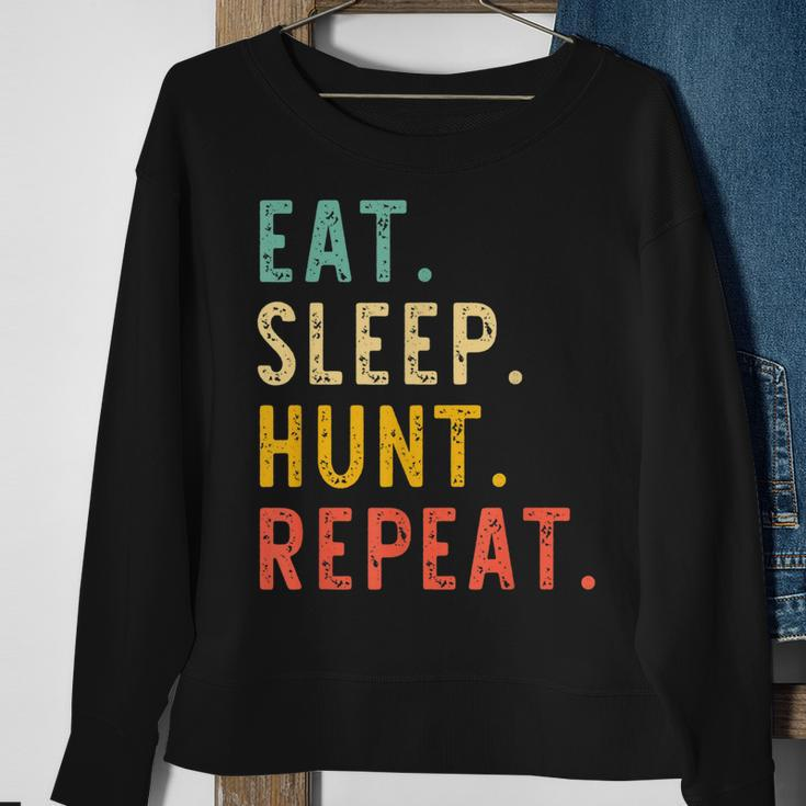 Eat Sleep Hunt Repeat Hunting Hunter Funny Retro Vintage Sweatshirt Gifts for Old Women
