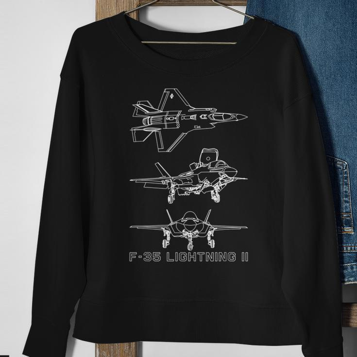 F35 Lightning Ii American Stealth Plane Blueprint Sweatshirt Gifts for Old Women