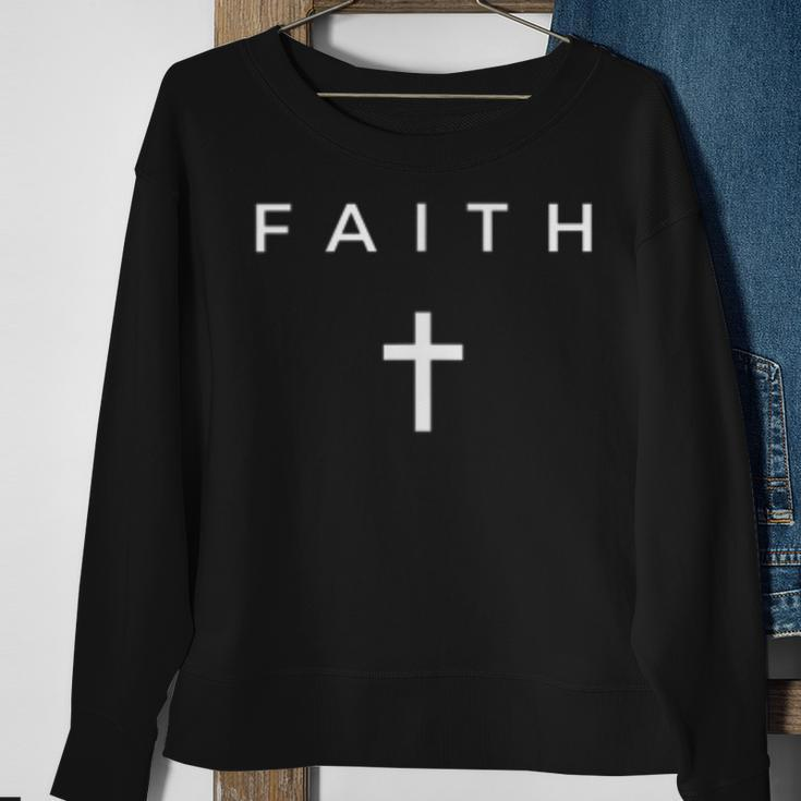 Faith Cross Subtle Christian Minimalist Religious Faith Men Women Sweatshirt Graphic Print Unisex Gifts for Old Women