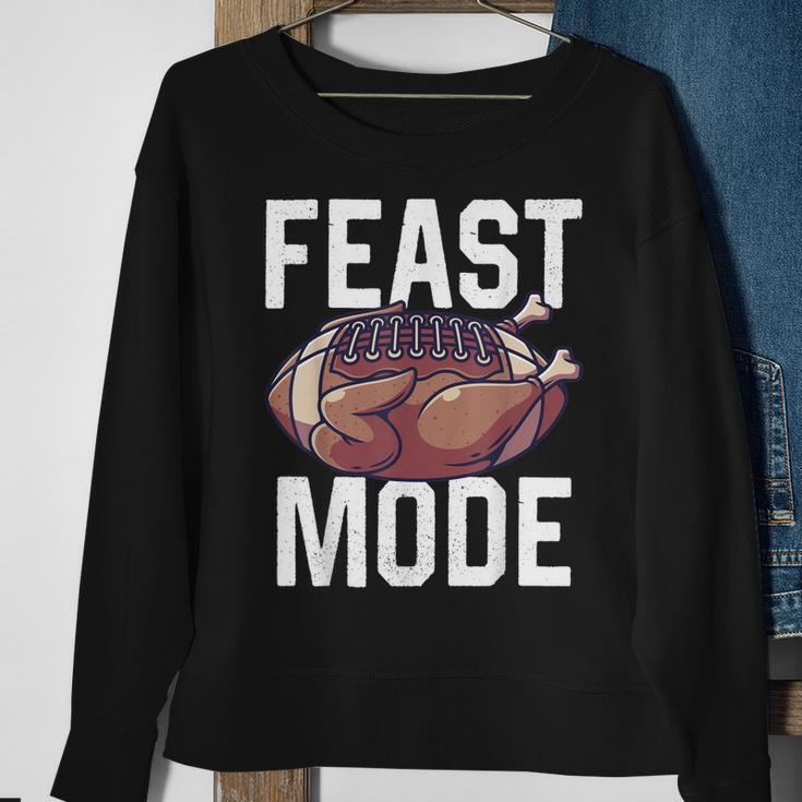 Feast Mode Football Turkey Funny Thanksgiving Day Gift Men Women Sweatshirt Graphic Print Unisex Gifts for Old Women