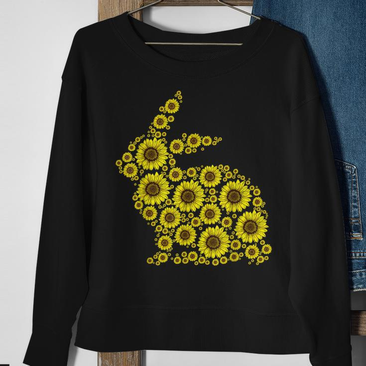 Floral Easter Bunny Eggs Hunting Women Girl Sunflower Rabbit Sweatshirt Gifts for Old Women